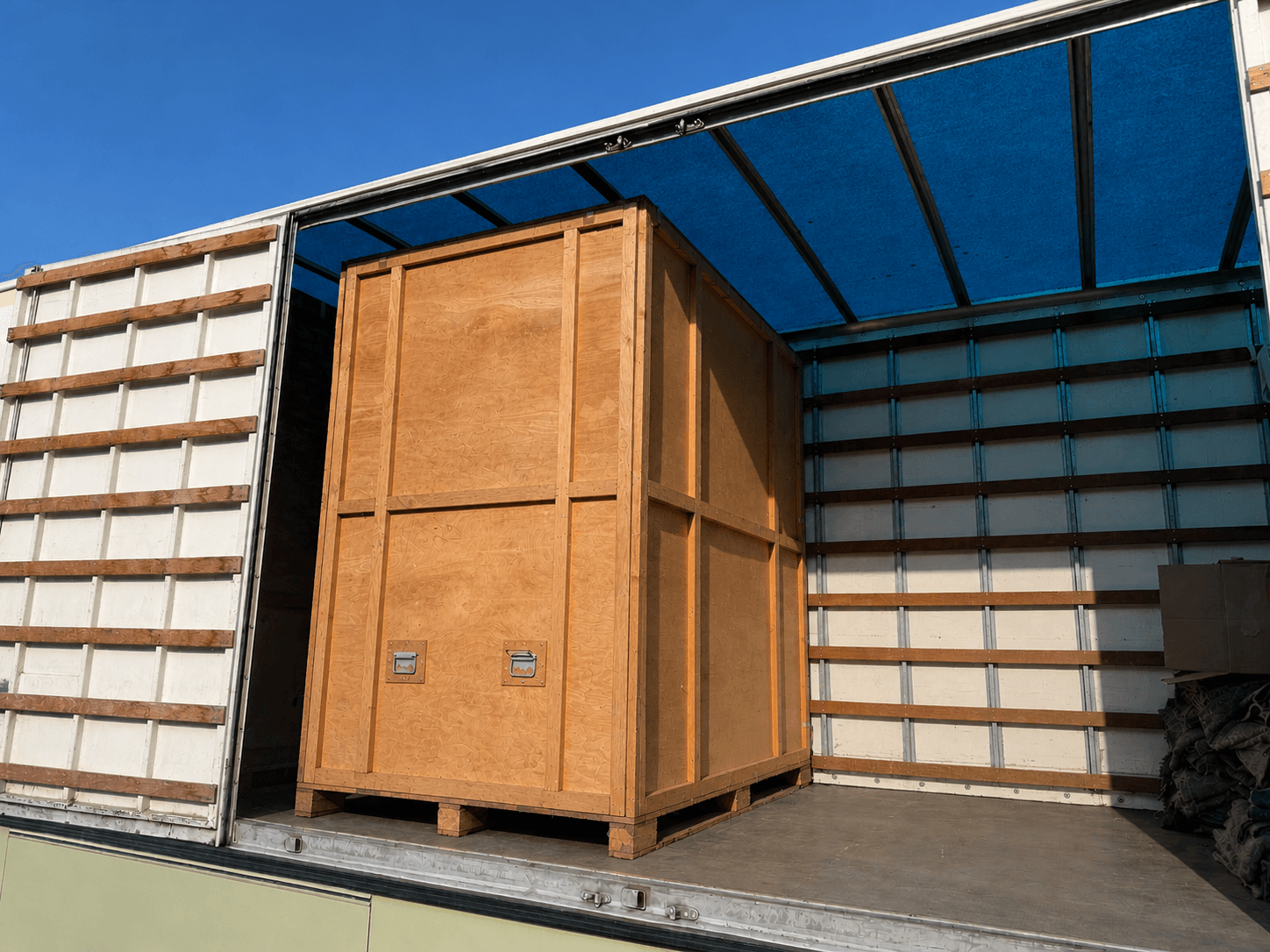 Secure storage crates in facility